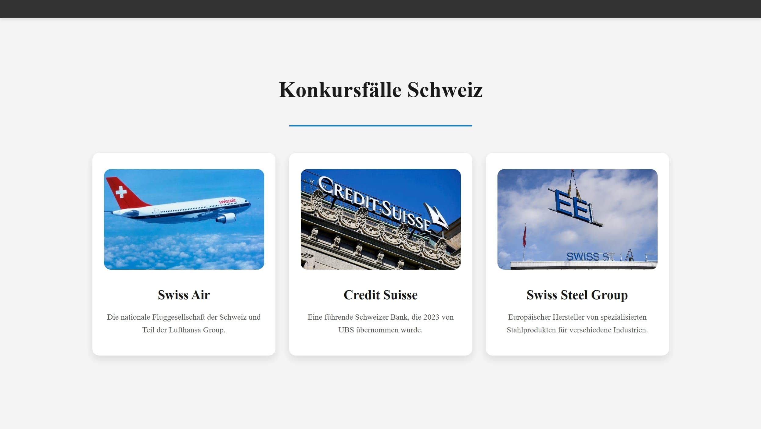 Konkursfälle der Schweiz